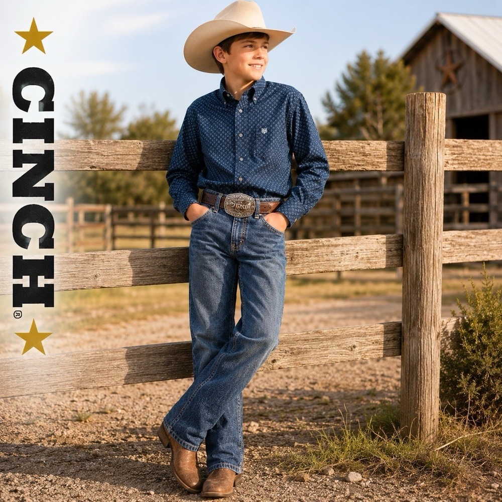 Cinch Boys Jeans Youth 16S Straight Leg ADJUSTABLE Farm Rodeo Western Denim EUC